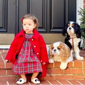 Edgehill Collection Short Sleeve Smocked Holiday Plaid Dress